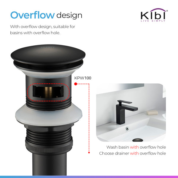 KIBI USA PopUp Bathroom Sink Drain with Overflow & Reviews Wayfair